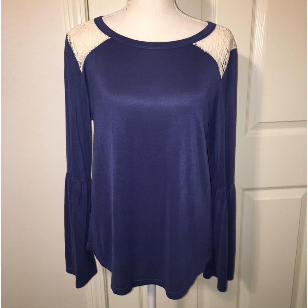 Southern Grace Bell Sleeves Top With Lace